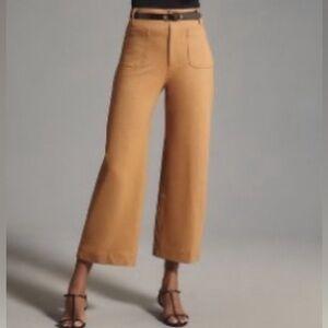 Maeve Cropped Wide-Leg Pants in Camel